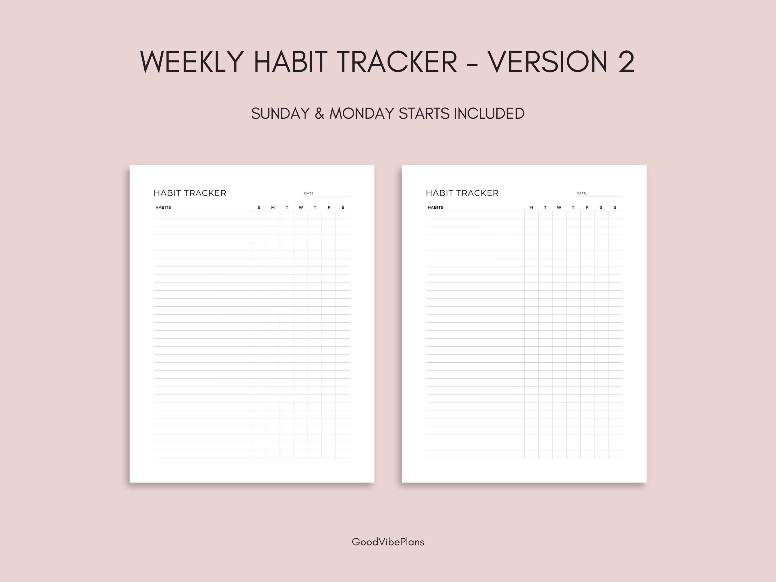 Habit Tracker Printable Set | Daily Weekly Monthly Routine Tracker ...