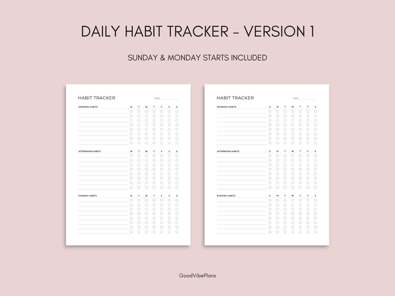 Habit Tracker Printable Set | Daily Weekly Monthly Routine Tracker ...