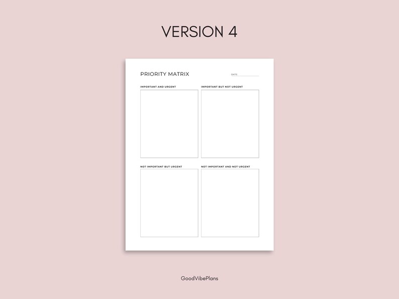 Priority Matrix Printable | Eisenhower Matrix | A4 A5 Letter Half Size ...