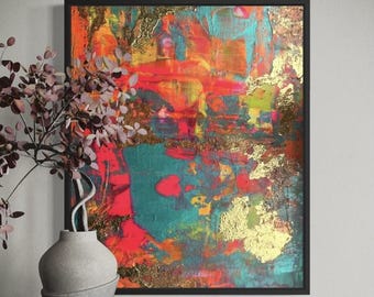 Original Acrylic Art, with Gold Leaf