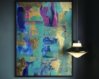 Original Acrylic Art, with Gold Leaf