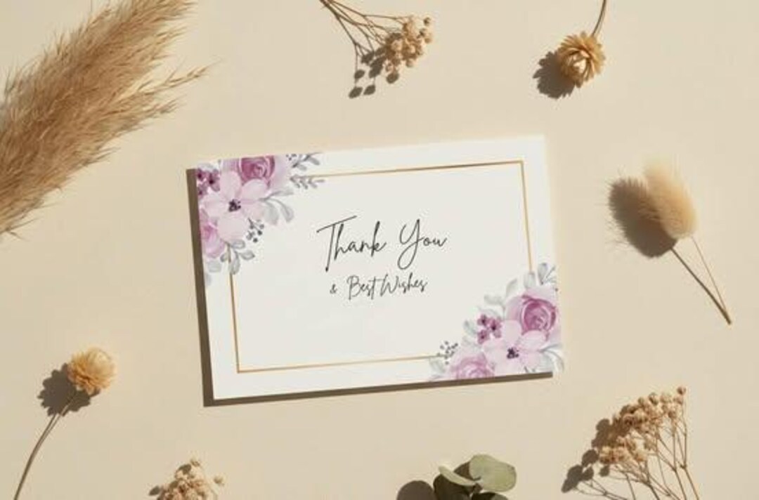 Wildflower Thank You Card Printable Floral Thank You Card Template ...
