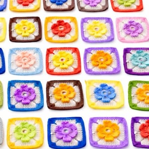 3D Flower Granny Square Crochet Pattern PDF, Colorful Floral Afghan Block, Beginner Friendly Motif for Blankets & Bag