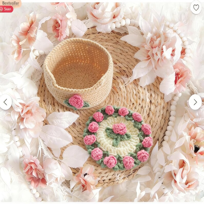 Amigurumi Crochet Coaster Pattern Sunflower Flower Design Beginner Friendly PDF Tutorial Instant Download Guide Kitchen Table Gift Set Handmade Home Decor Easy Pattern Bundle Cotton Yarn Project Floral Cup Holder Pot Holder Coaster DIY