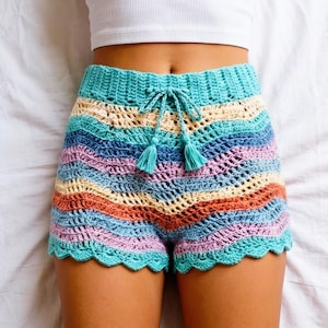 Crochet Shorts Pattern Ripple Stitch Chevron Beach Bottoms Summer Clothing Pdf Download Digital Instructions Handmade Vacation Festival Wear