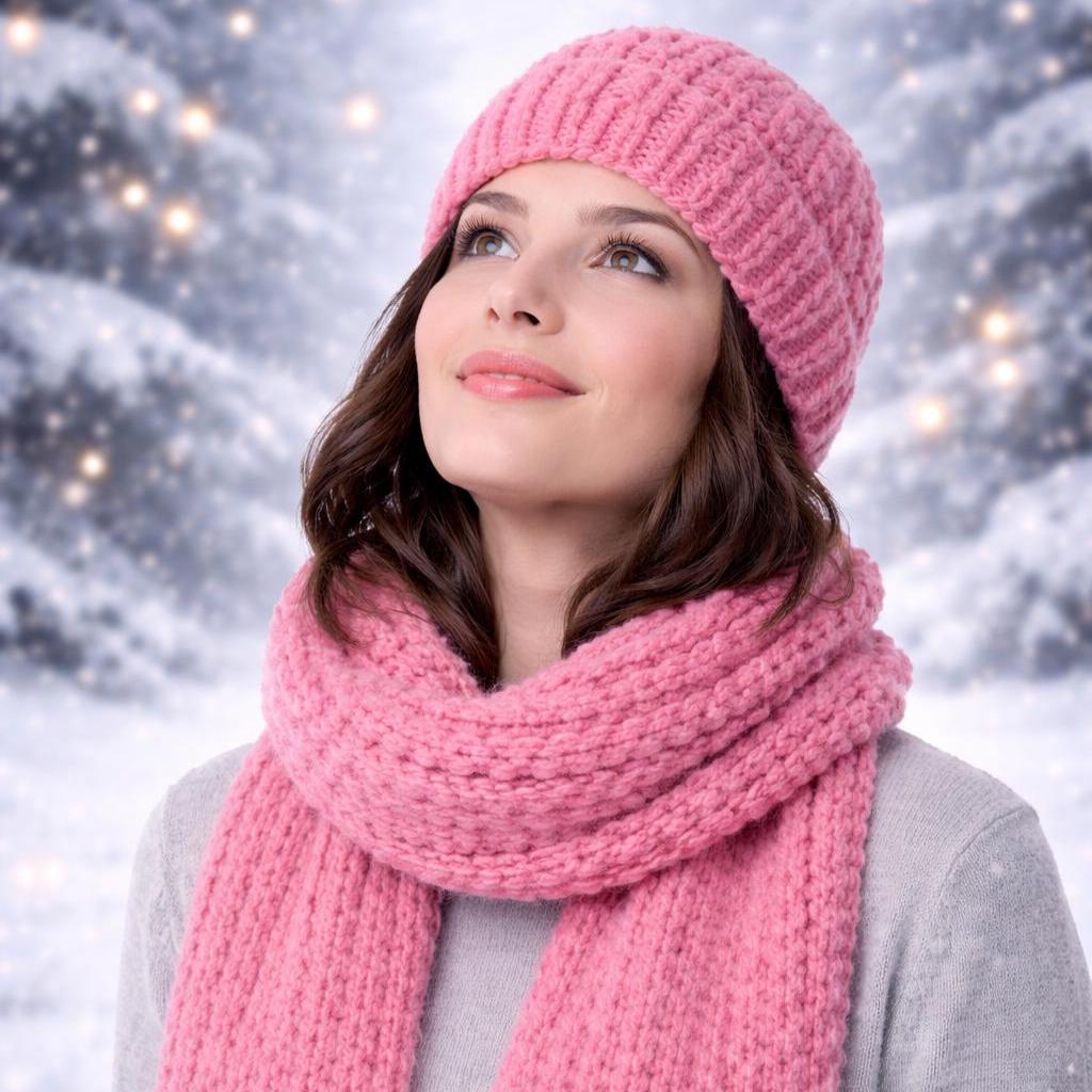 Pink Hat Scarf Set Women - Etsy display picture 3