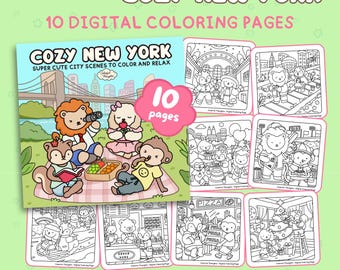 Nueva York acogedora (Combo 3): Libro para colorear con escenas urbanas divertidas para adultos y adolescentes