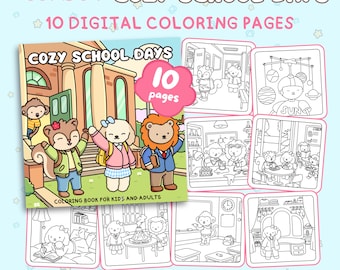 Días de escuela acogedores (Combo 1): Libro para colorear con divertidas escenas escolares para adultos y adolescentes