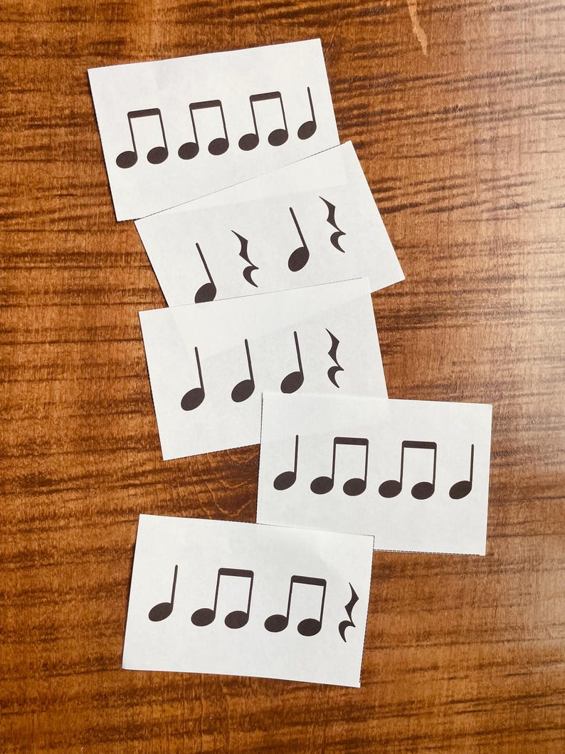 Music Rhythm Flashcards|quarter Notes, Eighth Notes and Quarter Rests ...
