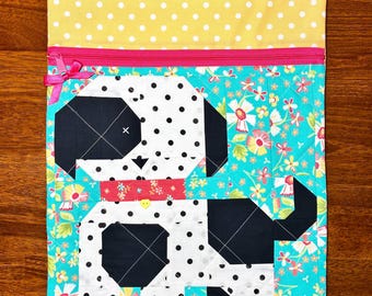 Puppy Love Project Bag - Craft Storage Tote for Cross Stitch, Needlepoint, Crochet, Knitting