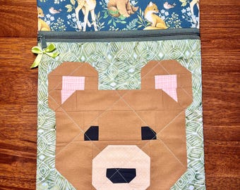 Bear Hugs Project Bag for Cross Stitch, Knitting, Crochet, Craft Storage Bag