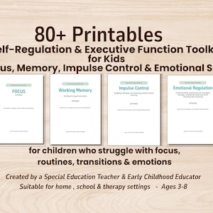 Trousse d'outils pour les compétences fonctionnelles exécutives pour les enfants de 3 à 8 ans | Supports visuels pour le TDAH, routines et activités d'autorégulation