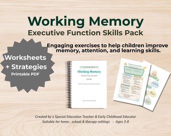 Arbeitsgedächtnis-Aktivitäten für Kinder | Arbeitsblätter für Exekutivfunktion | 3–8 Jahre | Spezielle Edukation & Therapie zum Ausdrucken