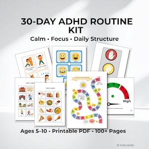 ADHD-rutin för barn | 30-dagars visuellt schemaprogram | Lugnande och exekutiva funktioner