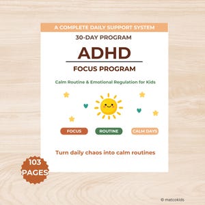 Rutina imprimible de 30 días para niños con TDAH / Actividades de concentración y función ejecutiva / Programa visual para autismo y TDAH / Kit de relajación / De 5 a 10 años