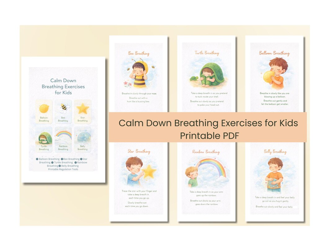 Calm Down Breathing Exercises for Kids | Printable Mindfulness Cards ...