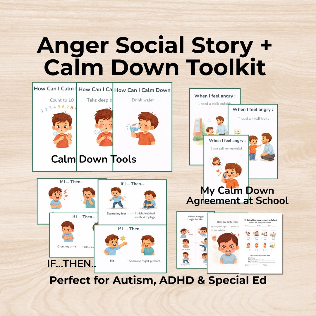 Calm Down Cards for Kids – Anger Management & Calm Corner Visual ...