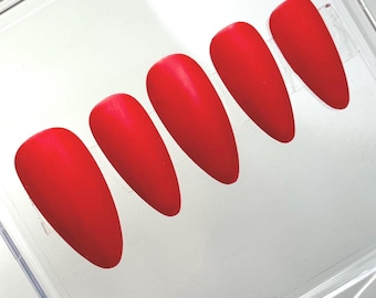 Classic Red Matte Press-On Nails | Timeless Luxury | Almond Shape | Custom Size