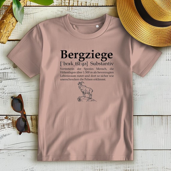Damen T-Shirt Bergziege – nachhaltiges Berg Shirt aus Bio Baumwolle, Geschenk für Wanderinnen, Alpenfans & Outdoor Frauen