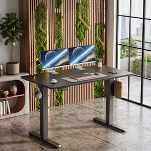 Escritorio eléctrico de pie, estación de trabajo de altura ajustable, mesa de ordenador para sentarse o estar de pie, espacio de trabajo ergonómico