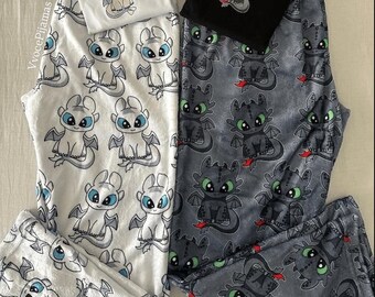 Dragon Couple Pajama Pants, Soft Cozy Lounge Sleepwear
