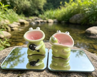 Ceramic Frog Ring Holder + Incense Stick Holder – Mother’s Day Gift, Desktop Decor
