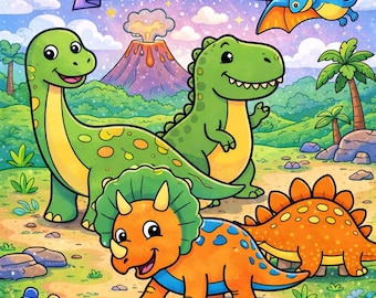 Niedliches Dinosaurier-Malbuch – 50 lustige Dino-Seiten für Kinder