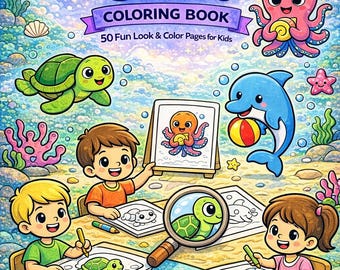 Malbuch „Ozeantiere zum Anschauen und Ausmalen“ – 50 lustige Seiten mit Meeresmotiven für Kinder