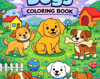 Malbuch mit niedlichen Hunden – 40 lustige Welpenseiten für Kinder