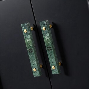 Natural Marble Cabinet Handle, Brass Marble Drawer Pull