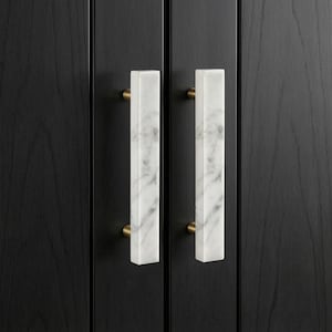 Tirador de mármol para armario, tirador de latón para muebles.