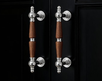 Walnut Wood Cabinet Handle, Brass Drawer Pulls, Bronze Walnut Knobs