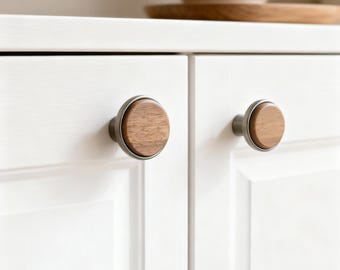 Walnut Wood Knob, Dresser Drawer Pulls, Walnut Cabinet Knobs