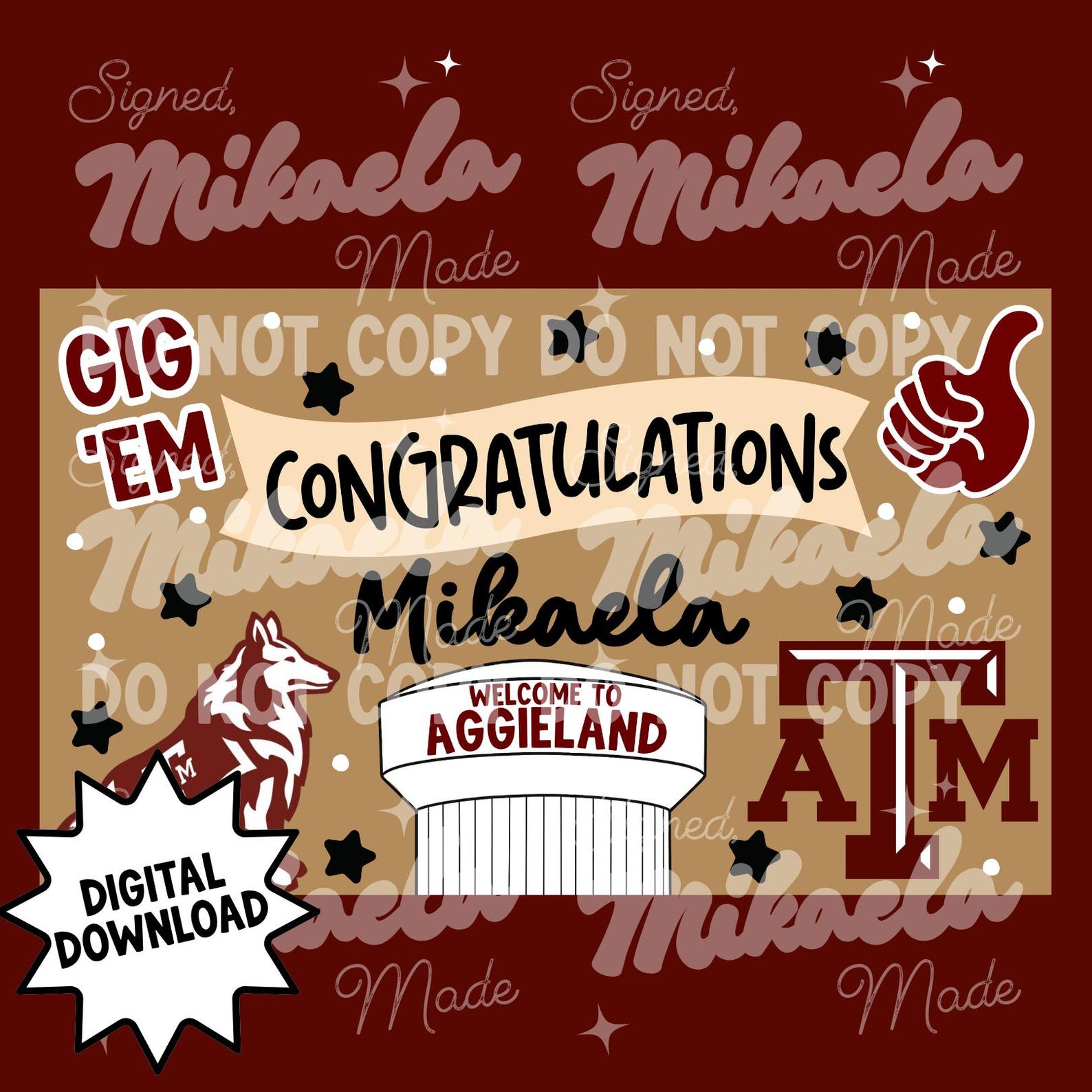 Texas A&M Acceptance Banner Template | Graduation Party Decor (digital ...