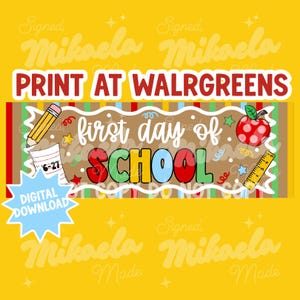 Banner per il primo giorno di scuola (modello Canva) / Stampa 2x6 per Walgreens / Ritorno a scuola personalizzato (download digitale)