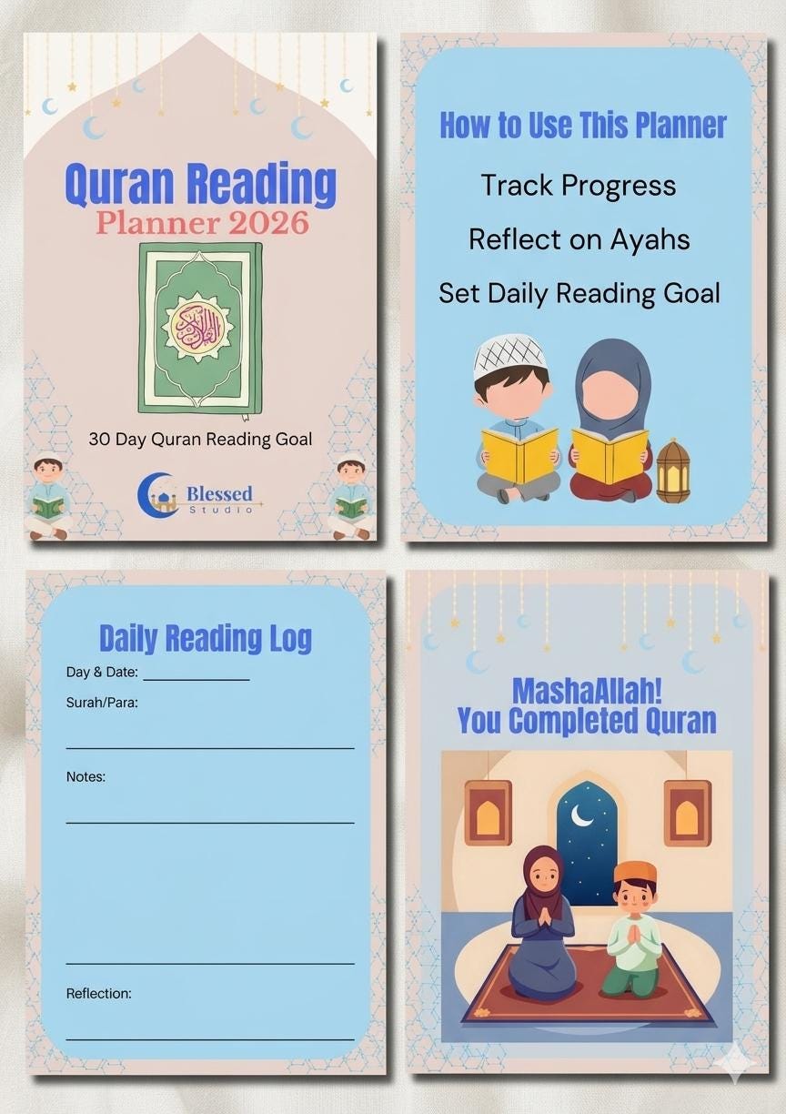 Quran Reading Tracker 2026 Printable PDF | 30 Day Islamic Journal ...