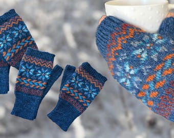 Fair Isle Fingerless Mitten Knitting Pattern, Intricate Nordic Colorwork (Digital Download)