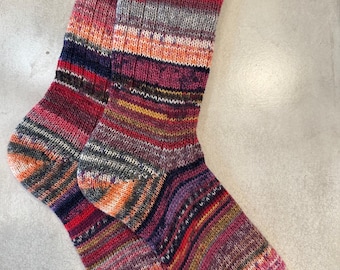 Hand-Knitted Merino Wool Socks, Cozy Winter Warmth, Size Large