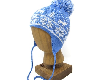 Child's Moose Earflap Hat Knitting Pattern (PDF)