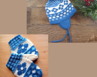 Child's Hat and Mitten Knitting Pattern, Fair Isle Set (PDF Download)