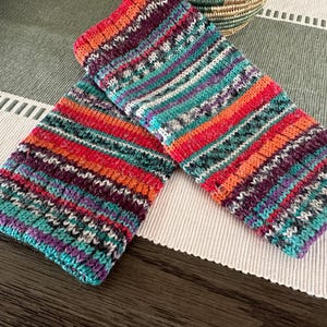 Texting Gloves, Great Gift Handmade Fingerless Gloves Women, Handknit, Colorful Striped Driving Gloves, Made in USA, Gift under 20
