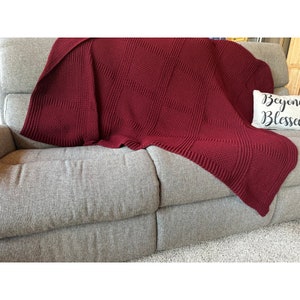 Warm and Cozy Afghan, Knit Throw Blanket, Fireplace Throw, Hand Knit Afghan, Knit Blanket, Chunky Knit Blanket