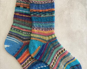 Whimsical Scrappy Handmade Wool Socks - Soft, Warm & Colorful Winter Socks for Women