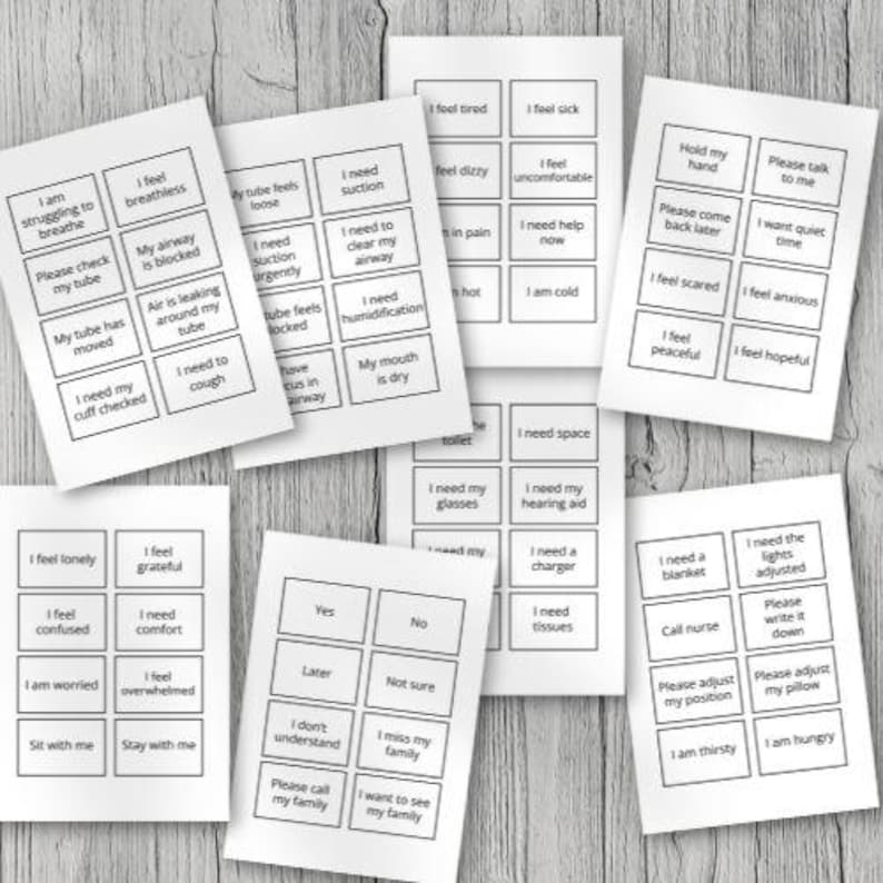 Hospital Communication Cards for Tracheostomy Patients Printable PDF ...