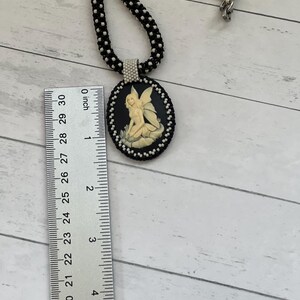 Kneeling Fairy Cameo on Beaded Chenille Stitch Necklace, 18 Inch, One of a Kind bild 8