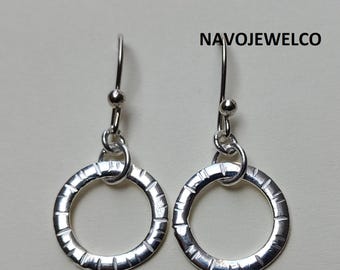 Handcrafted Sterling Silver Circle Dangle Earrings