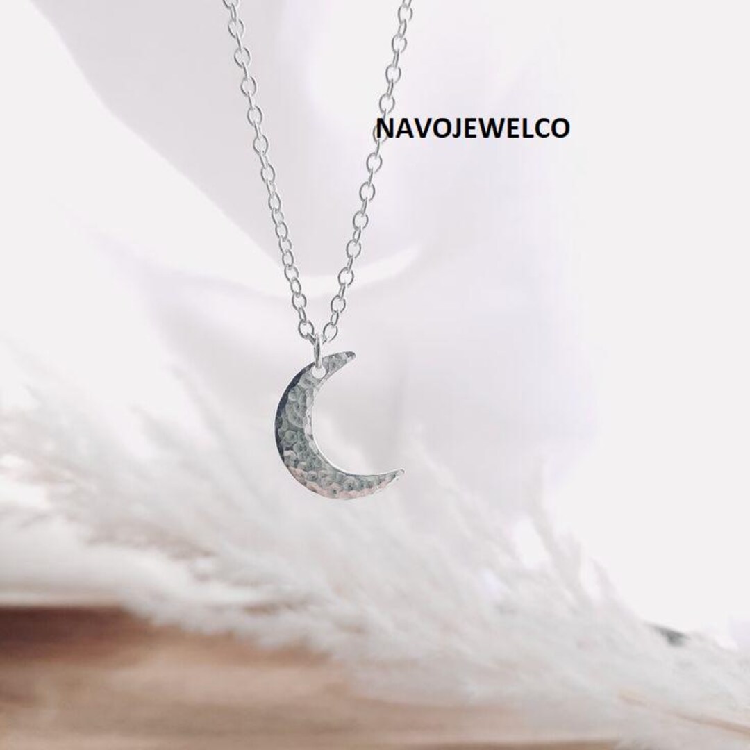 Hammered Crescent Moon Necklace – 925 Sterling Silver Minimalist ...