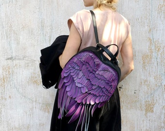 Angel Wings Backpack Feather Backpack Wing Backpack Purple Wings Back pack Wings Bag