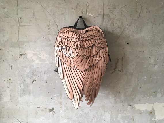 Angel Wings Backpack Pink Leather Backpack Wing Backpack Etsy