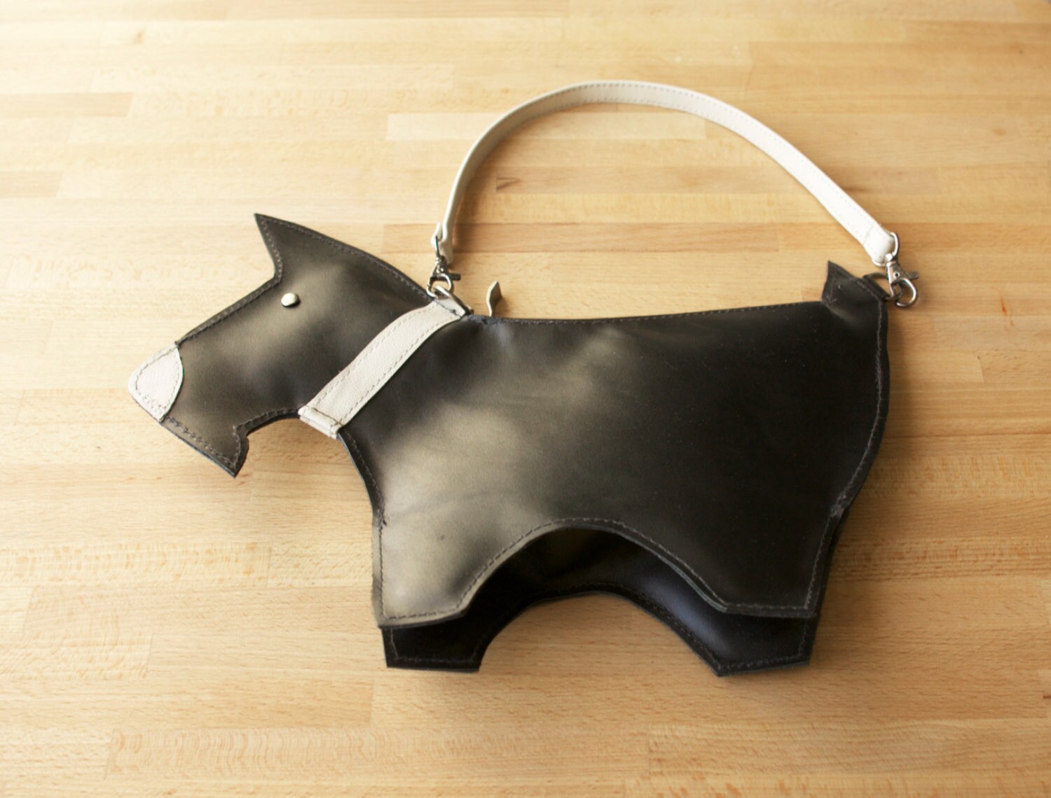 Leather Dog Bag Small Black Leather Terrier Purse Etsy